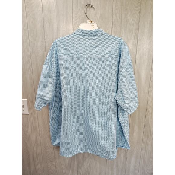 Steve’s Jeans Button Up Shirt Men’s 4X Blue White Geometric Short Sleeve Pocket - Picture 3 of 6